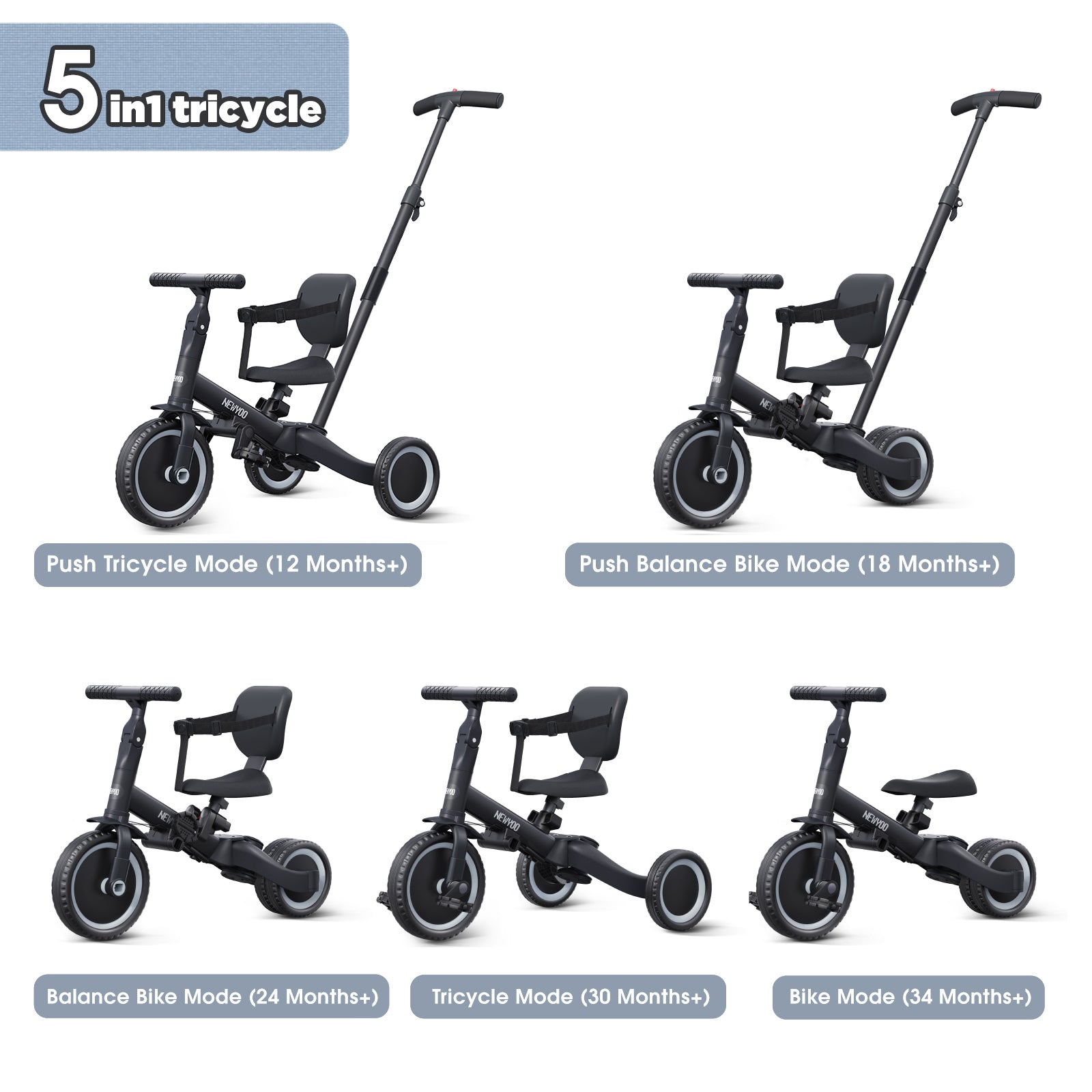 newyoo Tricycle, TR007, Black