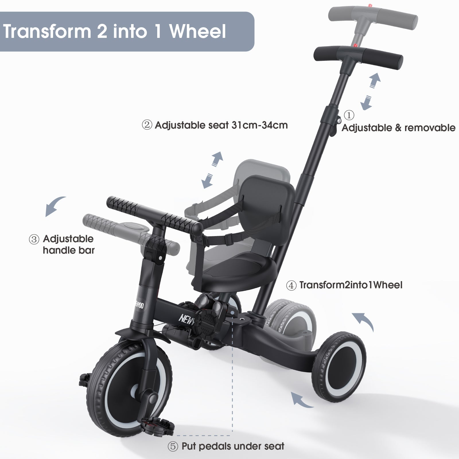 newyoo Tricycle, TR007, Black