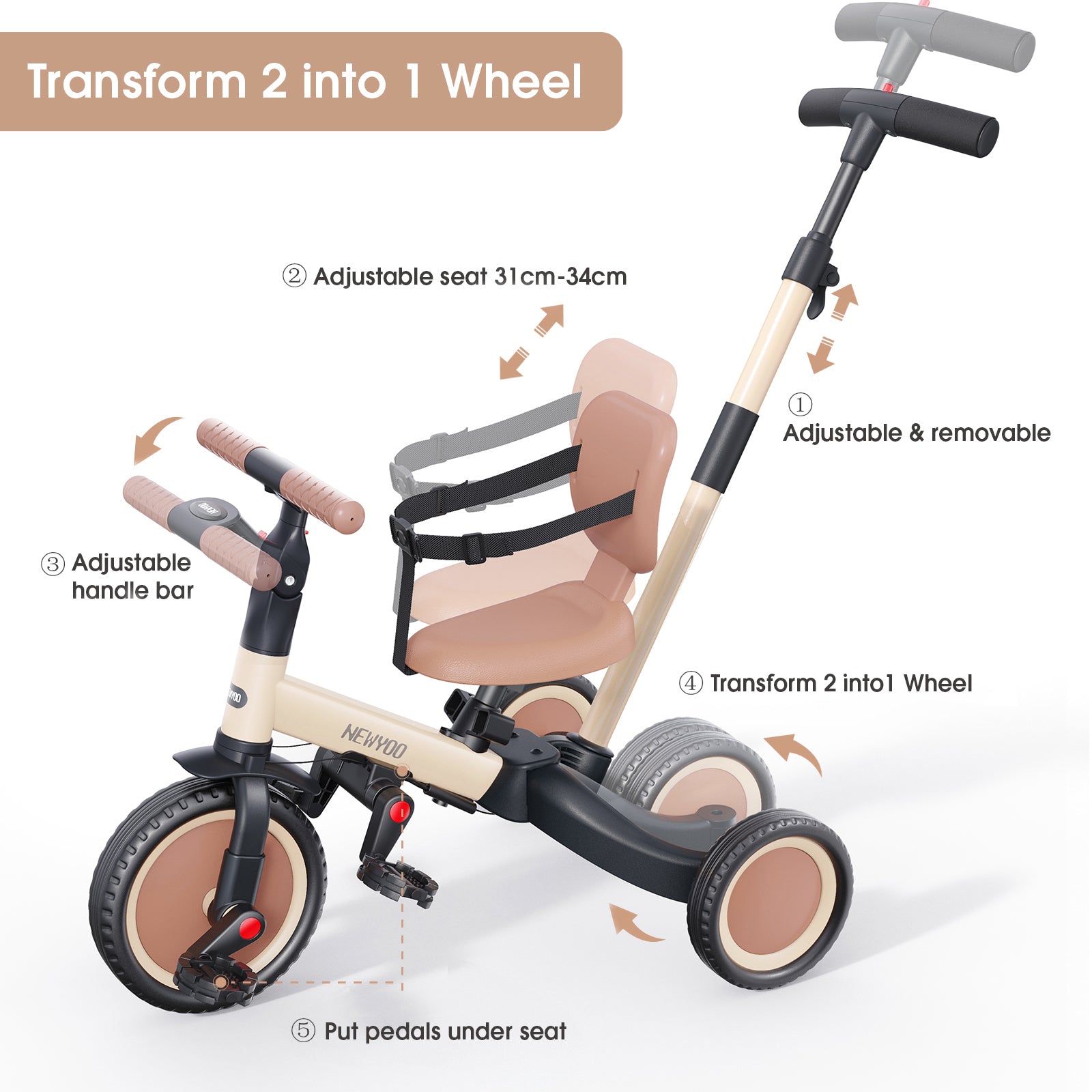 newyoo Tricycle, Khaki, TR007