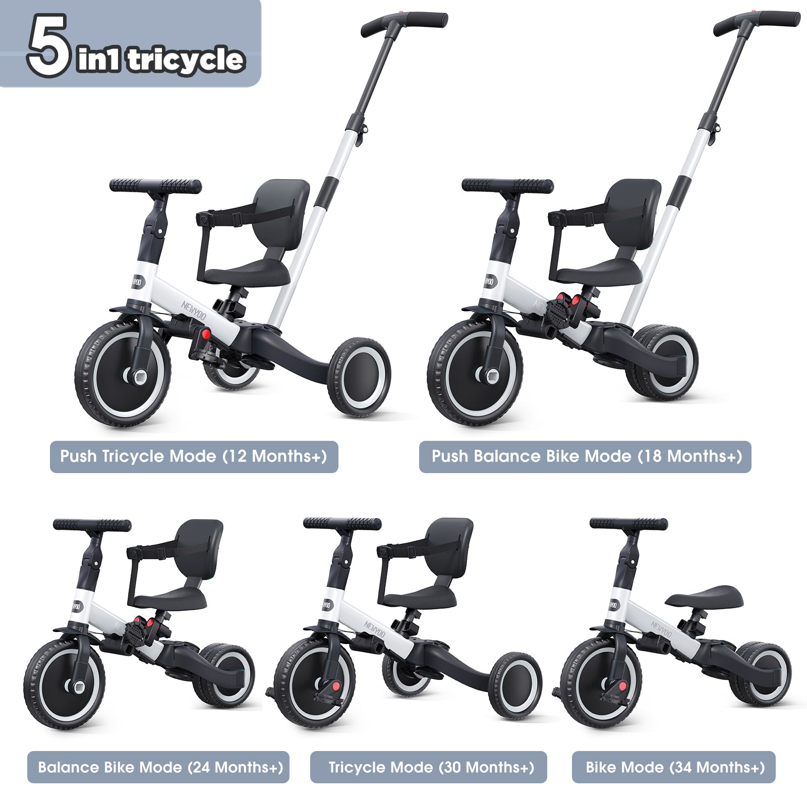 newyoo Tricycle, TR007, White