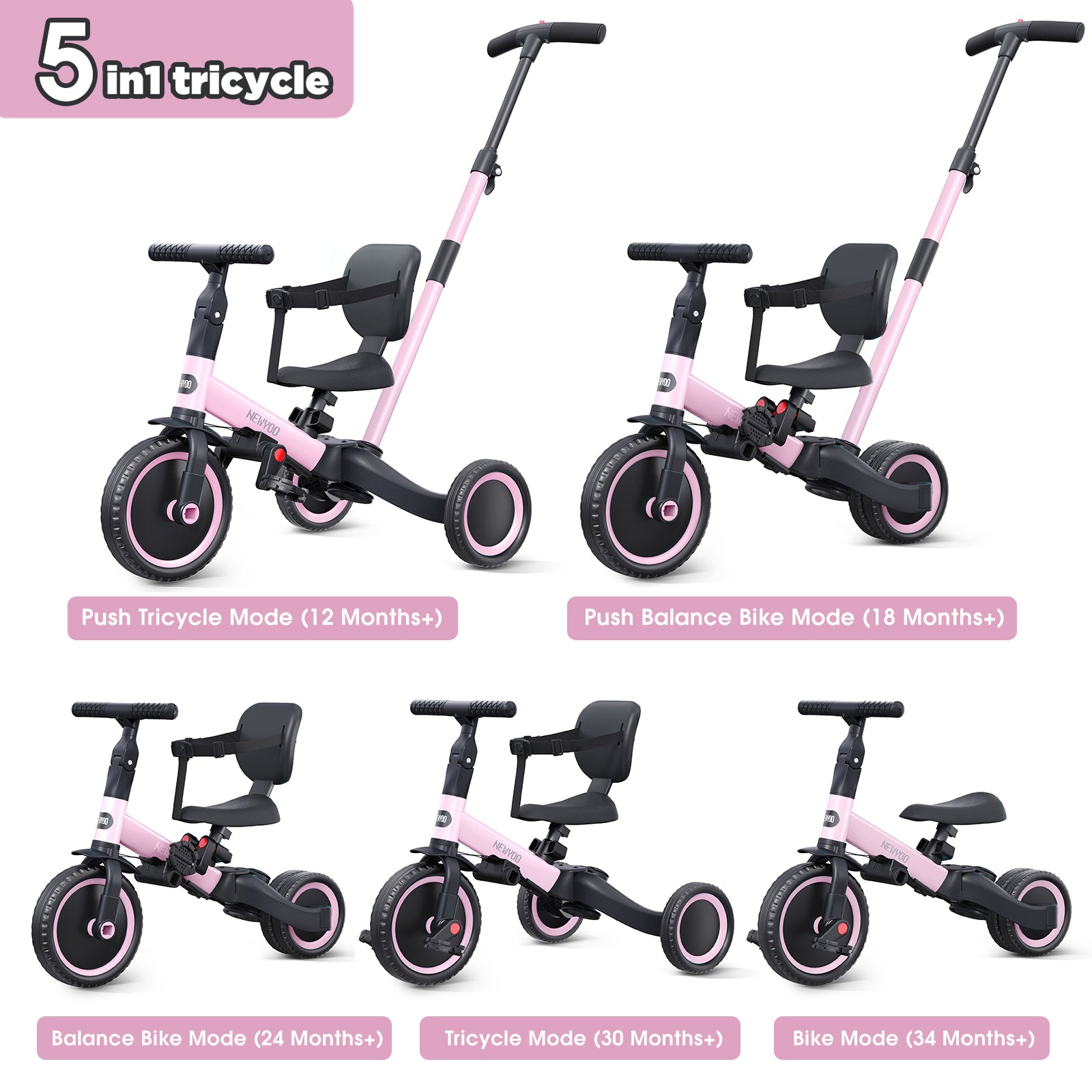 newyoo Tricycle, Pink, TR007