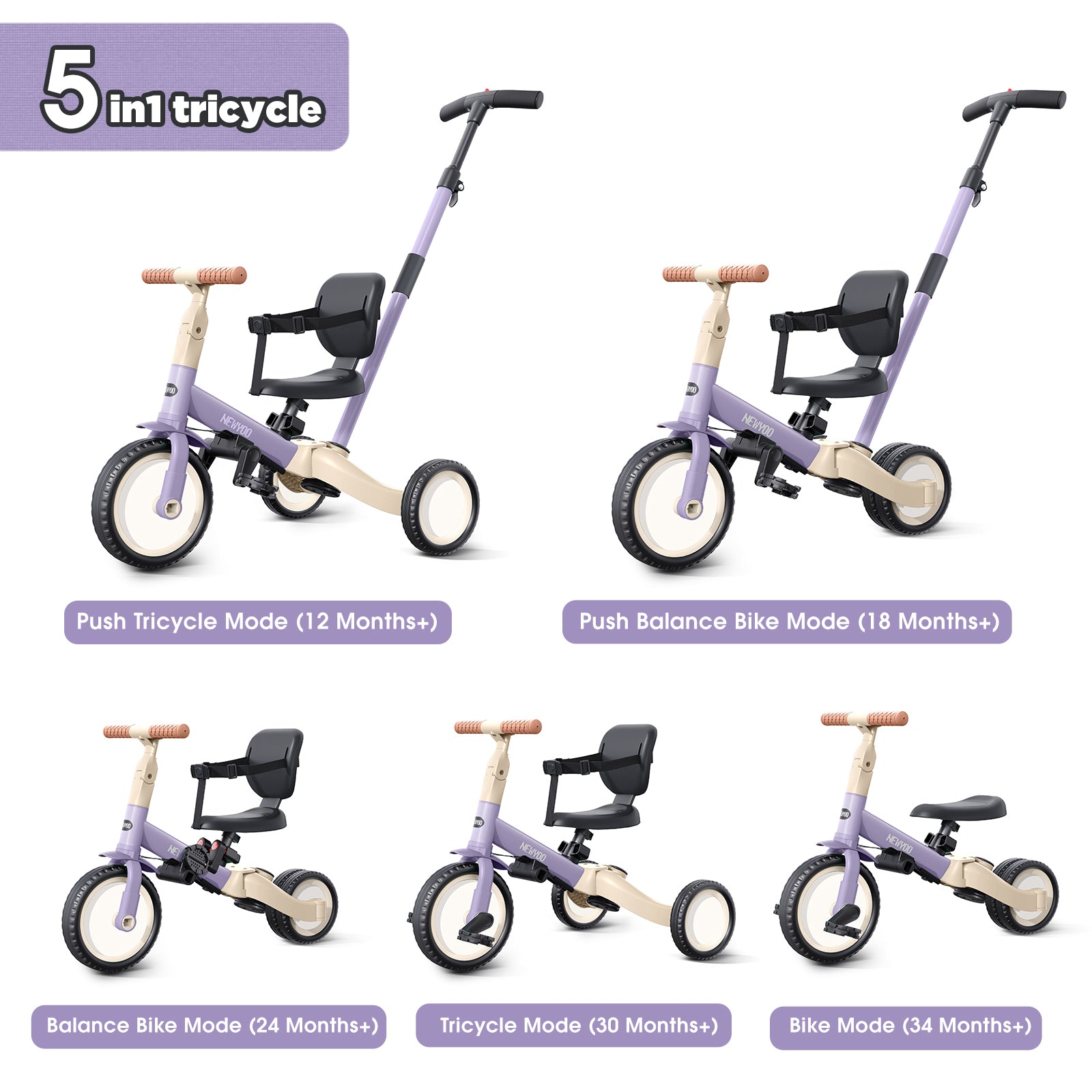 newyoo Tricycle, TR007, Purple