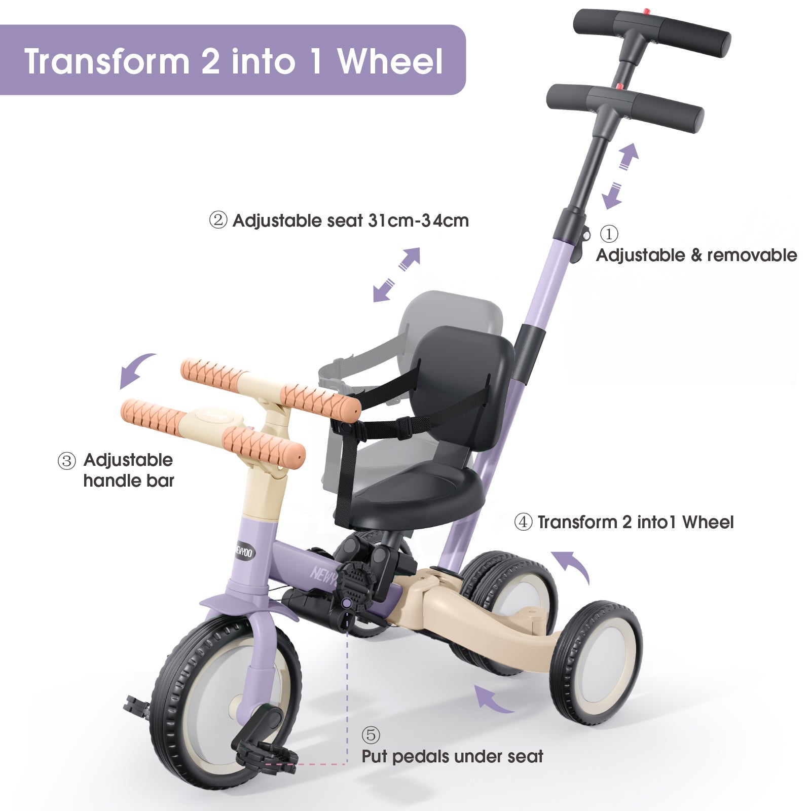 newyoo Tricycle, TR007, Purple
