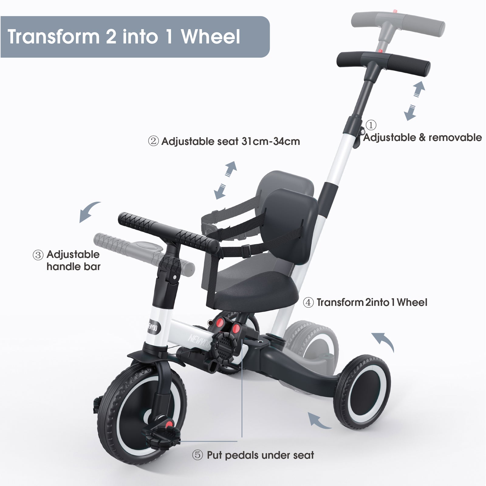 newyoo Tricycle, TR007, White