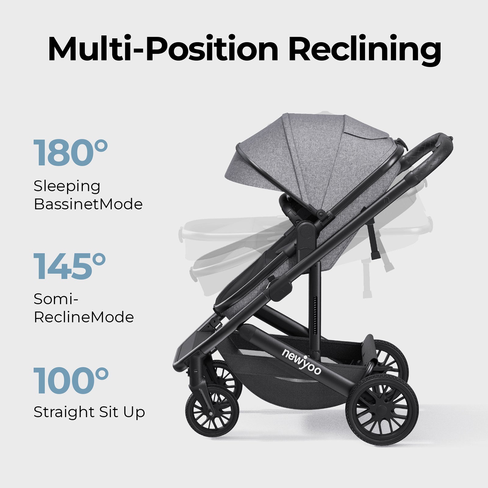 newyoo Baby Bassinet Stroller, Nestro 516M, Gray