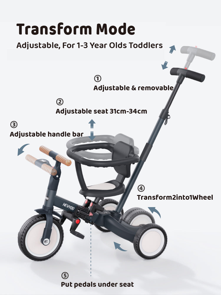 newyoo Tricycle, TR008, Dark Grey
