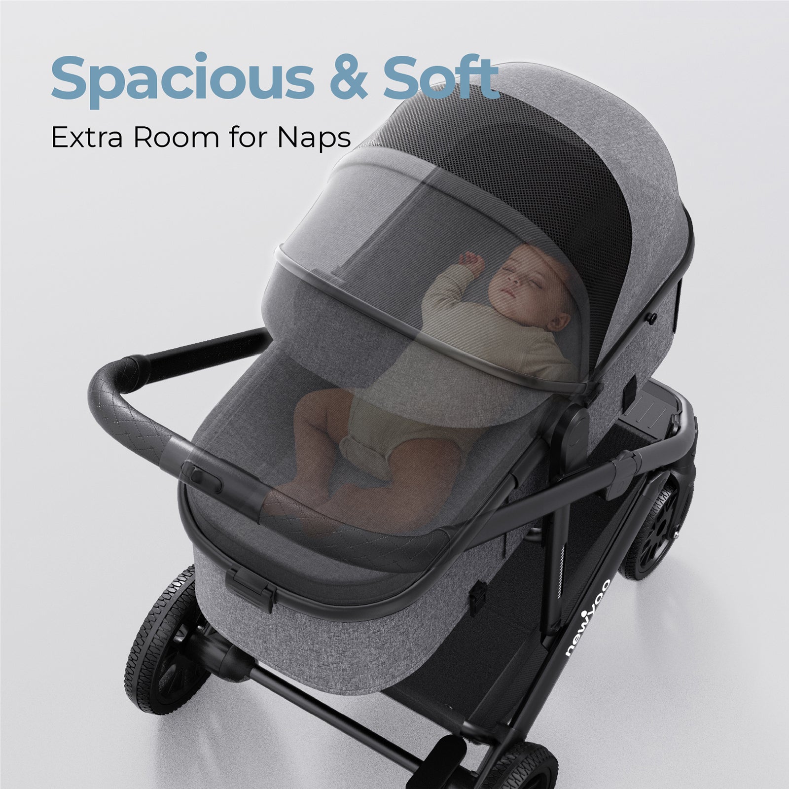 newyoo Baby Bassinet Stroller, Nestro 516M, Gray