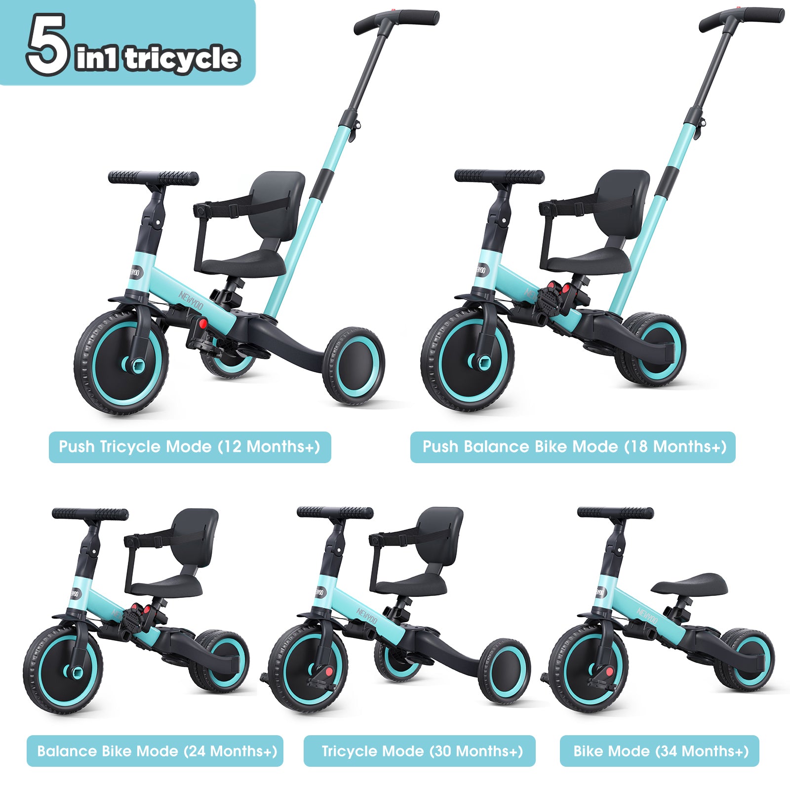 newyoo Tricycle, Blue, TR007