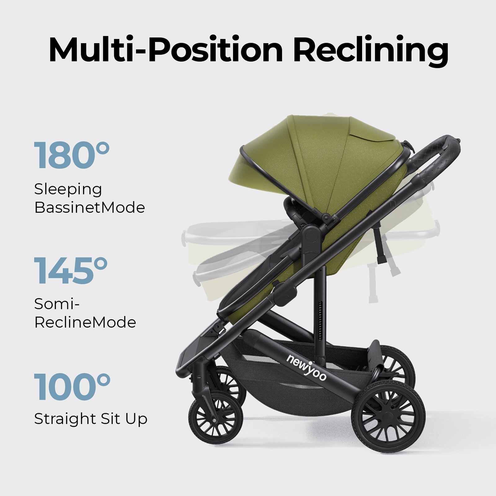 newyoo Baby Bassinet Stroller, Nestro 516M, Green