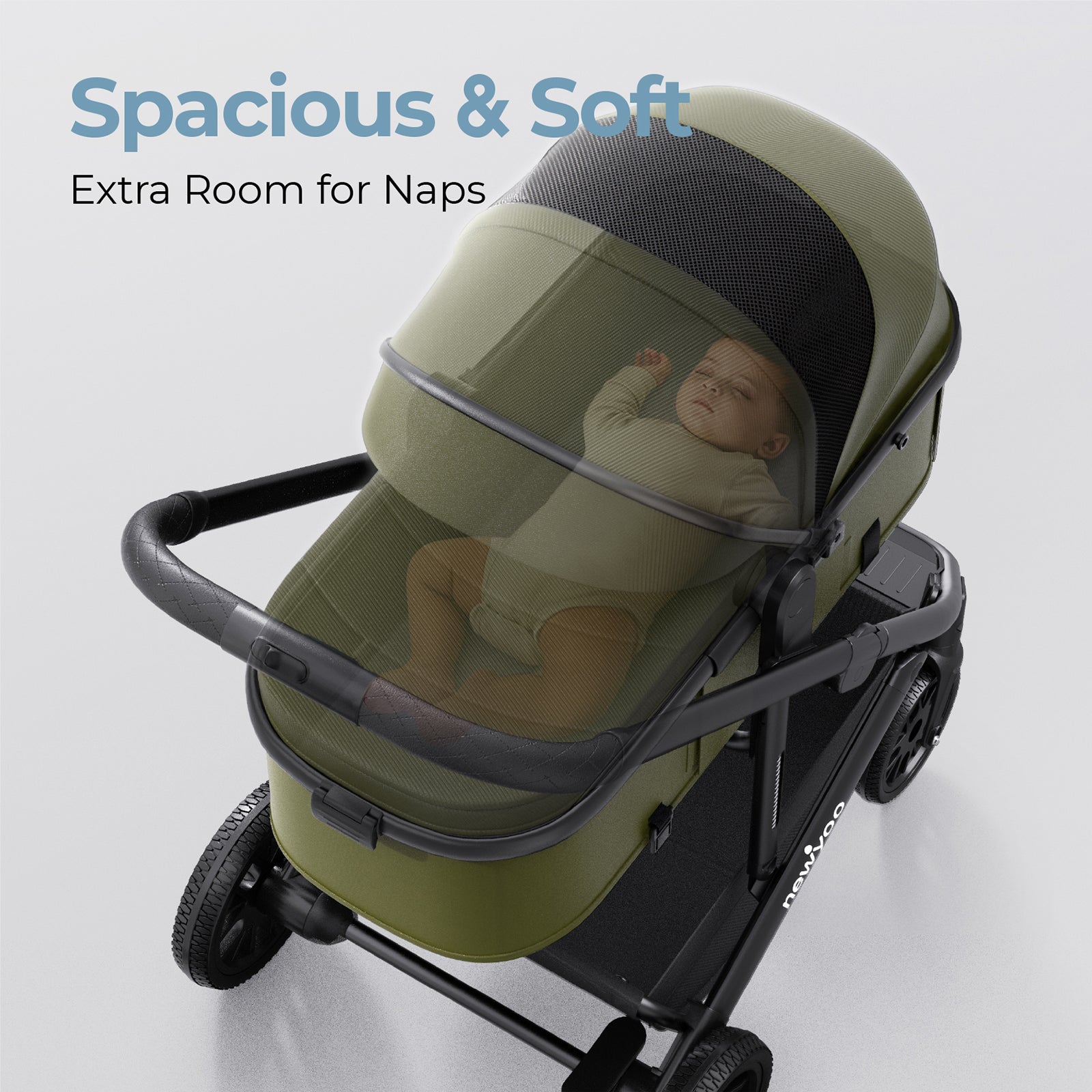 newyoo Baby Bassinet Stroller, Nestro 516M, Green